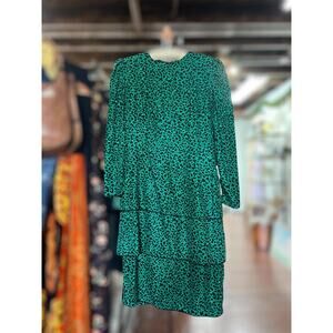 Vintage 1980s Maggy London Drop Waist Silk Dress - Size 10